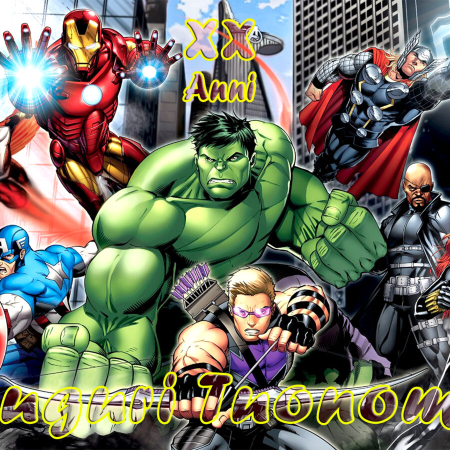 Cialda in ostia per torta THE AVENGERS MARVEL, personalizzata nome, disco, dolce, torte, cialde, ostie