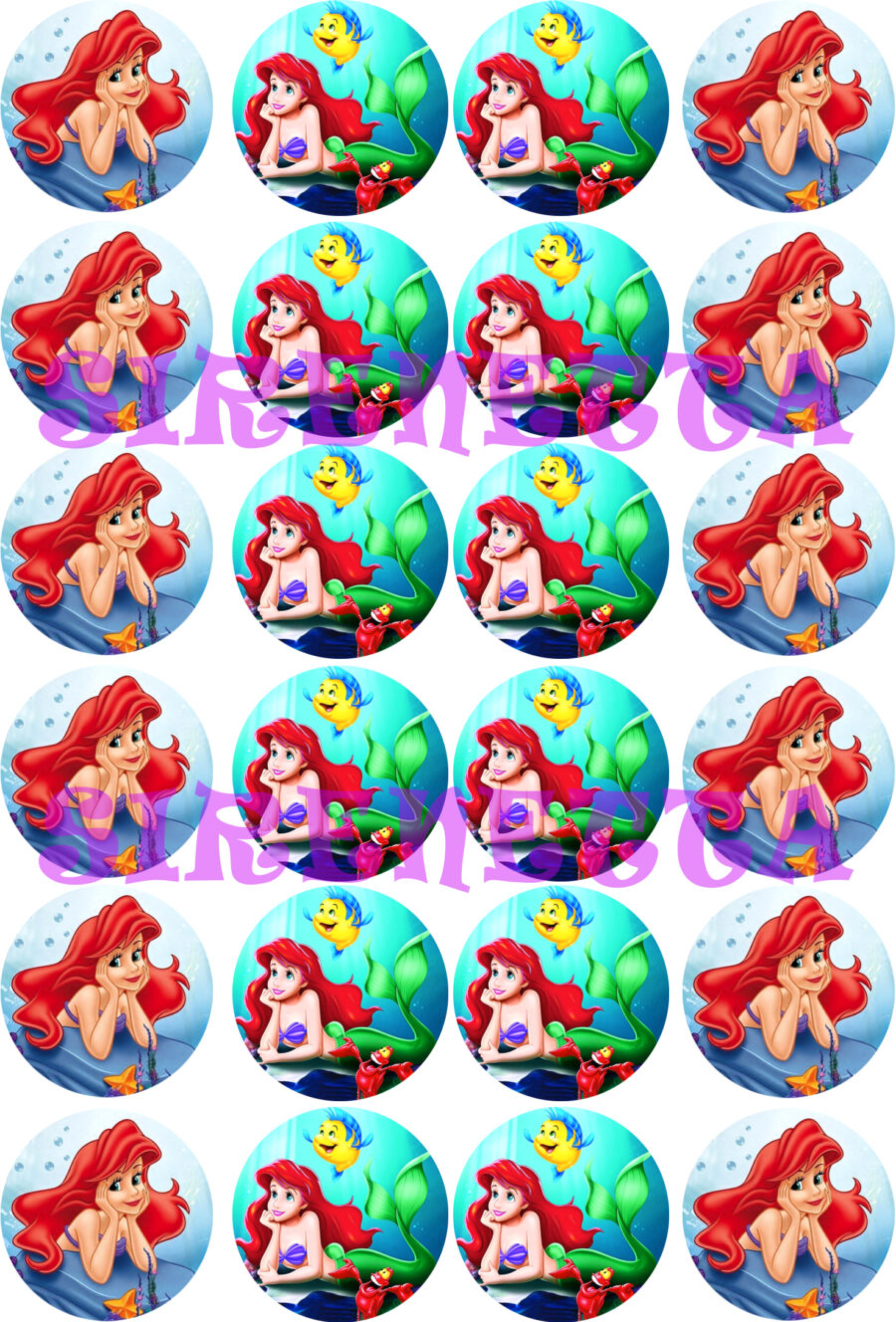 Mini cialde in ostia per cupcakes LA SIRENETTA DISNEY, dischetti, sagome per dolci, cup cake, biscotti