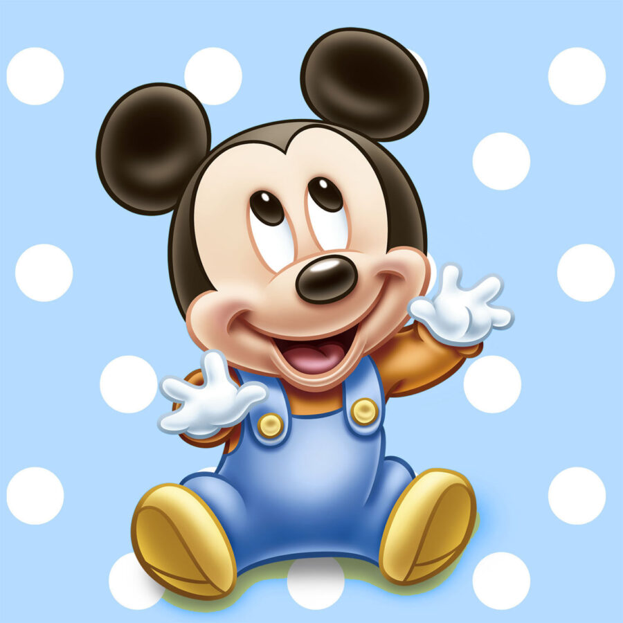 Cialda in ostia per torta PRIMO COMPLEANNO TOPOLINO BABY MICKEY MOUSE, personalizzata con nome, disco, dolce, torte, cialde, ostie, cake topper