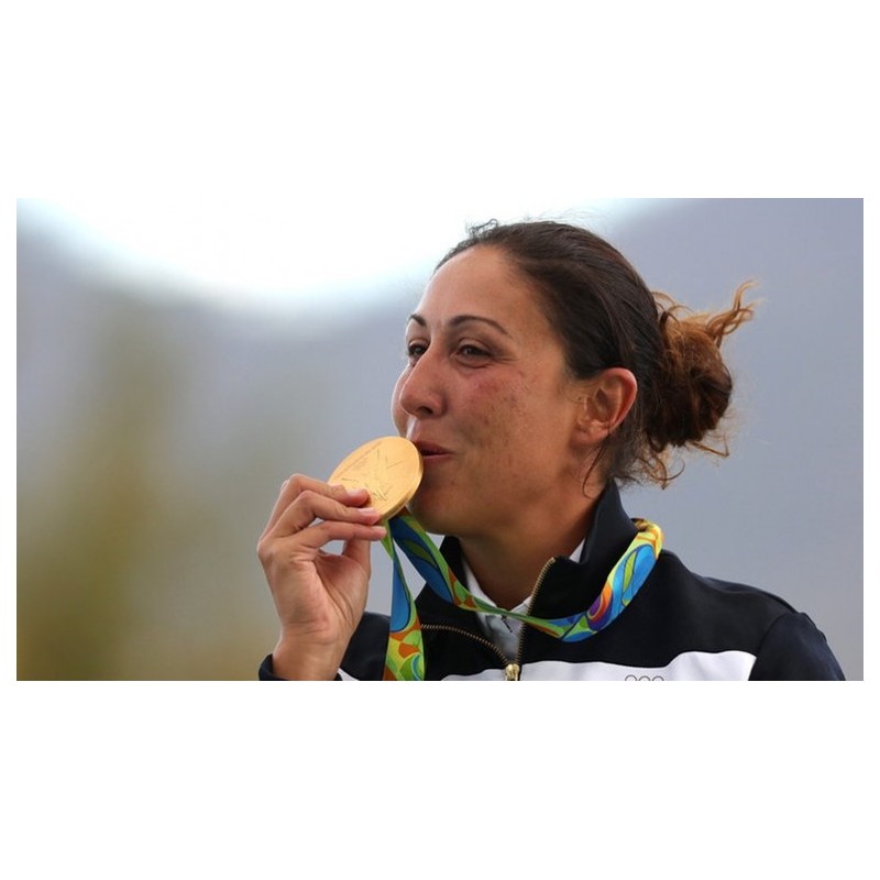 Cialda in ostia per torta con BACOSI DIANA OLIMPIADI RIO 2016 ORO TIRO A VOLO personalizzata