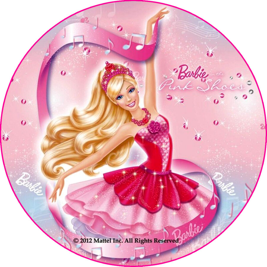 Cialda in ostia per torta tonda BARBIE, personalizzata con nome, disco, dolce, torte, cialde, ostie, cake topper, decorazioni