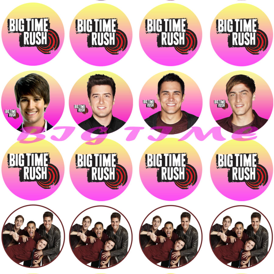 Mini cialde in ostia per cupcakes BIG TIME RUSH, dischetti, sagome per dolci, cup cake, biscotti