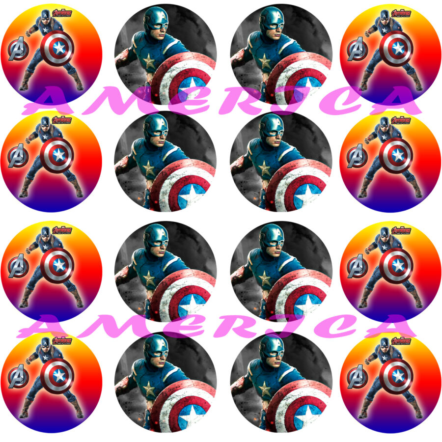 Mini cialde in ostia per cupcakes CAPITAN AMERICA, dischetti, sagome per dolci, cup cake, biscotti