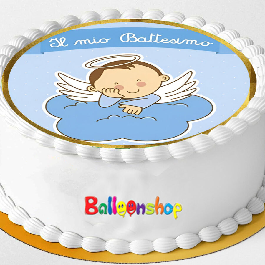 Cialda in ostia per torta tonda commestibile senza glutine BATTESIMO BIMBO ANGIOLETTO, BAMBINO, personalizzata con nome, dolce, torte, cialde, ostie, cake topper, decorazioni, CZ