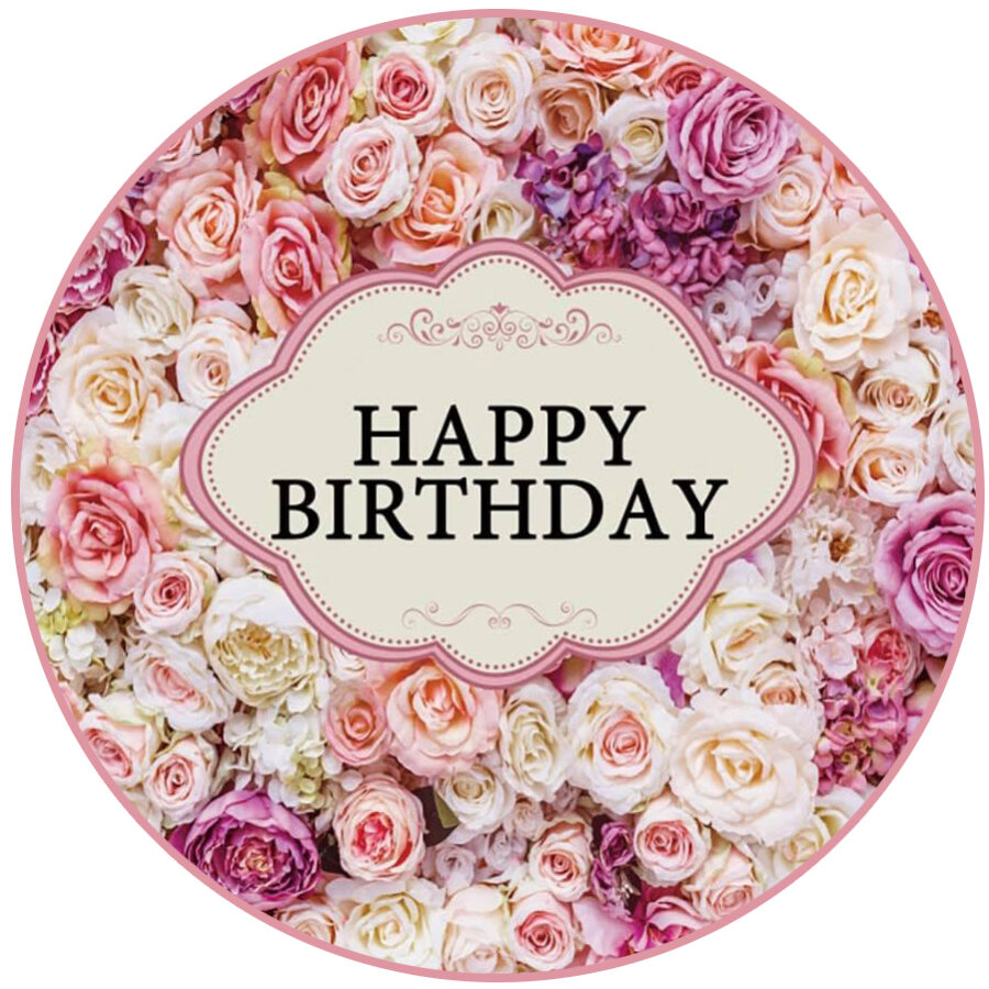 Cialda in ostia per torta tonda commestibile senza glutine, BUON COMPLEANNO, HAPPY BIRTHDAY, DONNA, personalizzata con nome, disco, dolce, torte, cialde, fogli, ostie, cake topper, decorazioni, AG