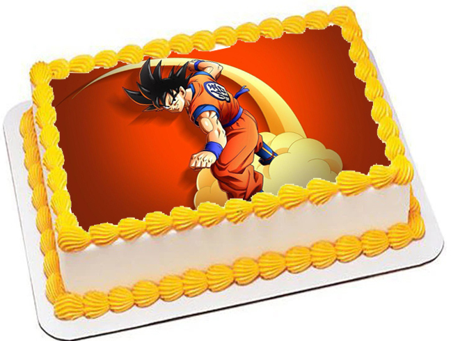 Cialda ostia senza glutine per torta rettangolare, DRAGON BALL Z, GOKU, personalizzata con nome, disco, dolce, torte, cialde, ostie, cake topper, decorazioni, ID