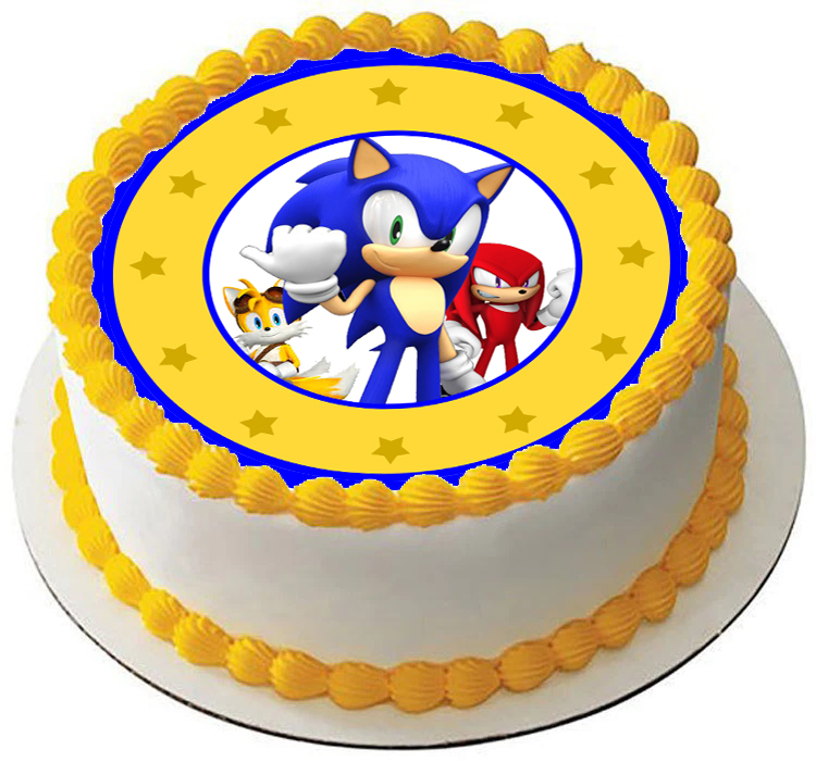 Cialda in ostia commestibile senza glutine per torta tonda SONIC, personalizzata con nome, disco, dolce, torte, cialde, foglio, ostie, cake topper, decorazioni, AQ