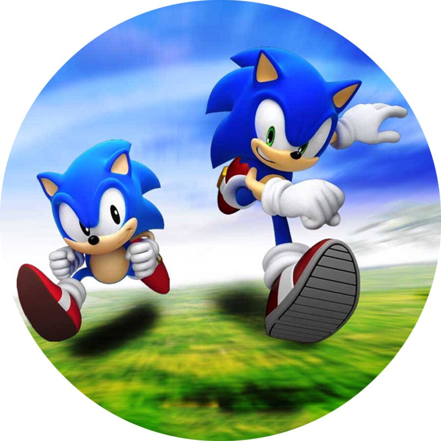 Cialda in ostia commestibile senza glutine per torta tonda SONIC, personalizzata con nome, disco, dolce, torte, cialde, foglio, ostie, cake topper, decorazioni, AI - immagine 2