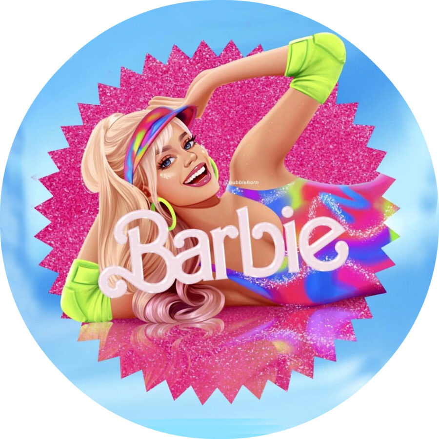 Cialda in ostia per torta tonda BARBIE MARGOT ROBBIE FILM, personalizzata con nome, disco, dolce, torte, cialde, ostie, cake topper, decorazioni, 0010