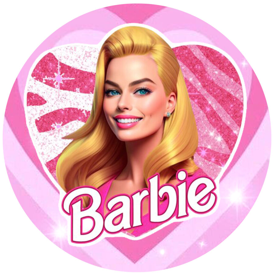 Cialda in ostia per torta tonda BARBIE MARGOT ROBBIE FILM, personalizzata con nome, disco, dolce, torte, cialde, ostie, cake topper, decorazioni, 005