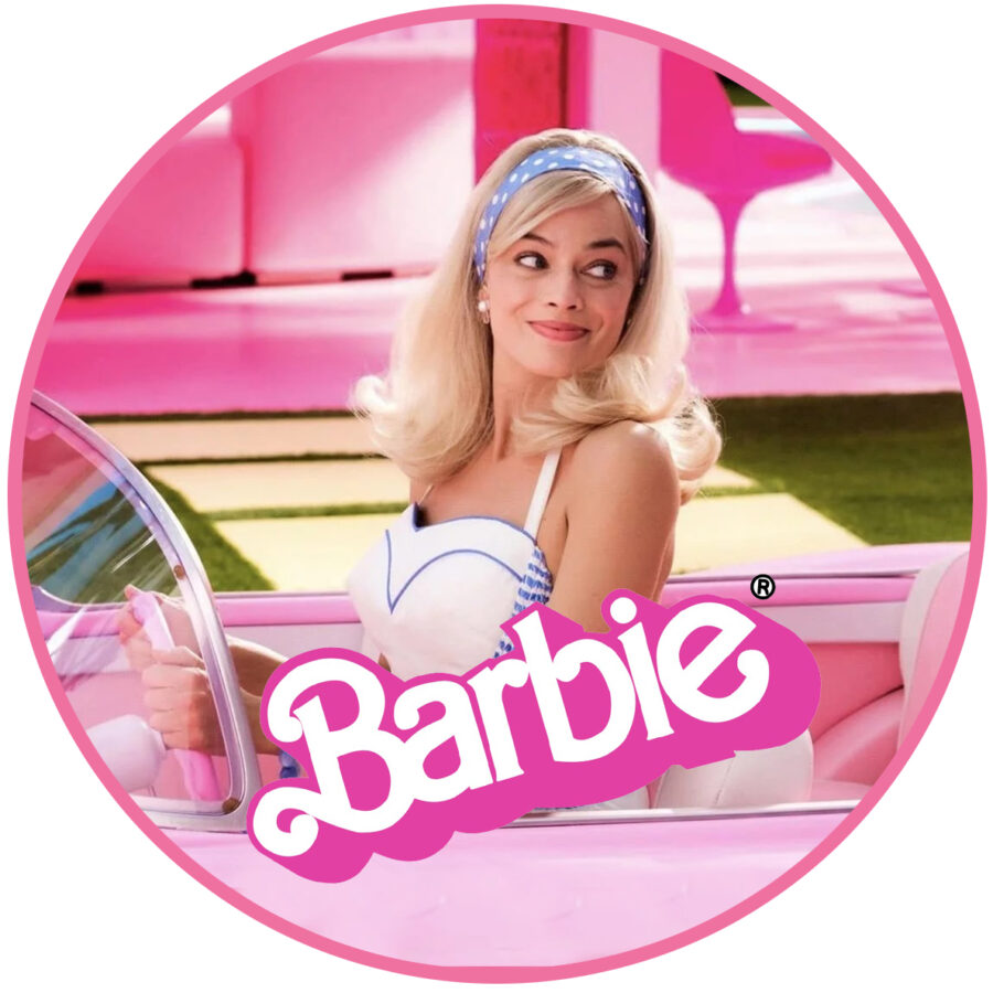 Cialda in ostia per torta tonda BARBIE MARGOT ROBBIE FILM, personalizzata con nome, disco, dolce, torte, cialde, ostie, cake topper, decorazioni, 008