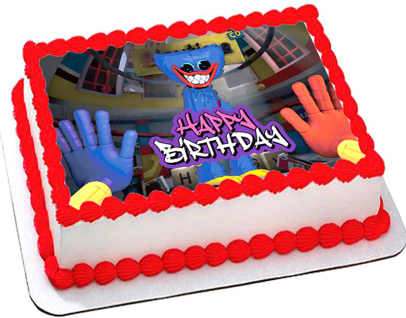 Cialda ostia per torta senza glutine rettangolare, HUGGY WUGGY, POPPY PLAYTIME, personalizzata con nome, disco, dolce, torte, cialde, foglio, ostie, cake topper, decorazioni, AV
