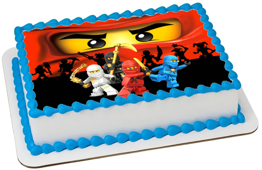 Cialda in ostia per torta rettangolare commestibile senza glutine, NINJAGO LEGO, personalizzata con nome, disco, dolce, torte, cialde, fogli, ostie, cake topper, decorazioni, AB