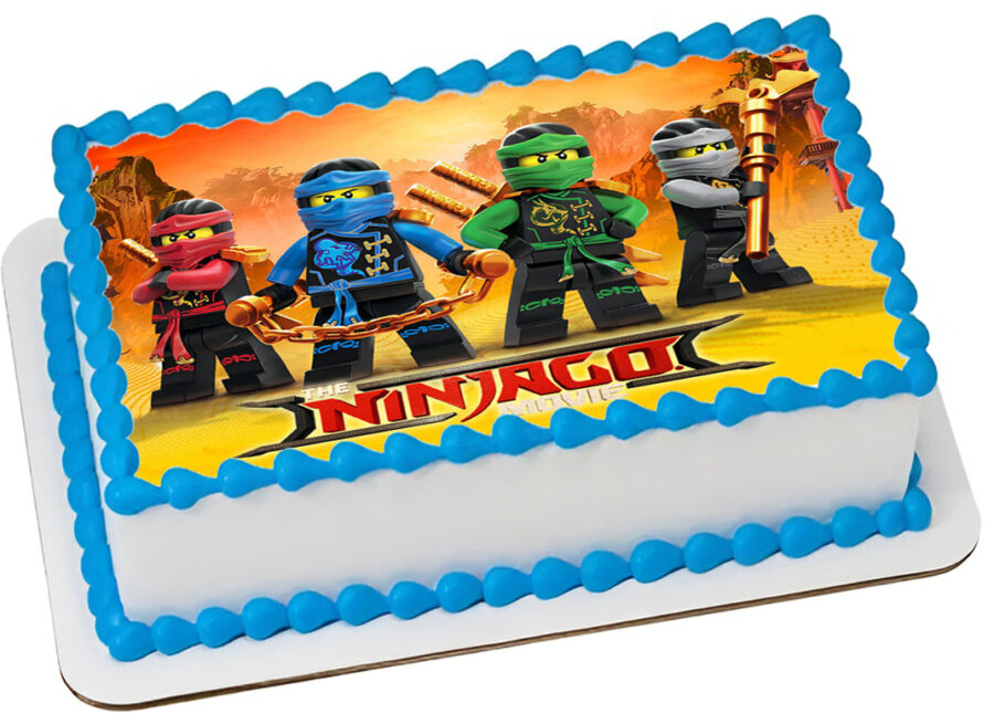 Cialda in ostia per torta rettangolare commestibile senza glutine, NINJAGO LEGO, personalizzata con nome, disco, dolce, torte, cialde, fogli, ostie, cake topper, decorazioni, AC