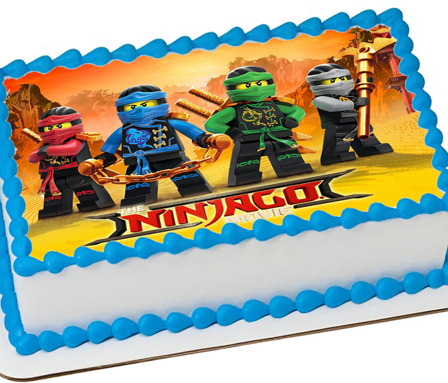 Cialda in ostia per torta rettangolare commestibile senza glutine, NINJAGO LEGO, personalizzata con nome, disco, dolce, torte, cialde, fogli, ostie, cake topper, decorazioni, AC
