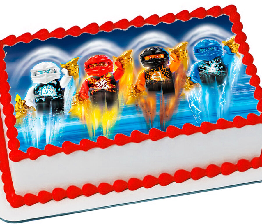Cialda in ostia per torta rettangolare commestibile senza glutine, NINJAGO LEGO, personalizzata con nome, disco, dolce, torte, cialde, fogli, ostie, cake topper, decorazioni, AE