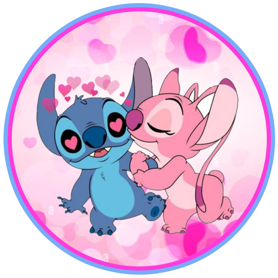 Cialda in ostia per torta tonda LILO E STITCH, ANGEL LOVE, personalizzata con nome, commestibile, disco, dolce, torte, cialde, ostie, cake topper, decorazioni, 007