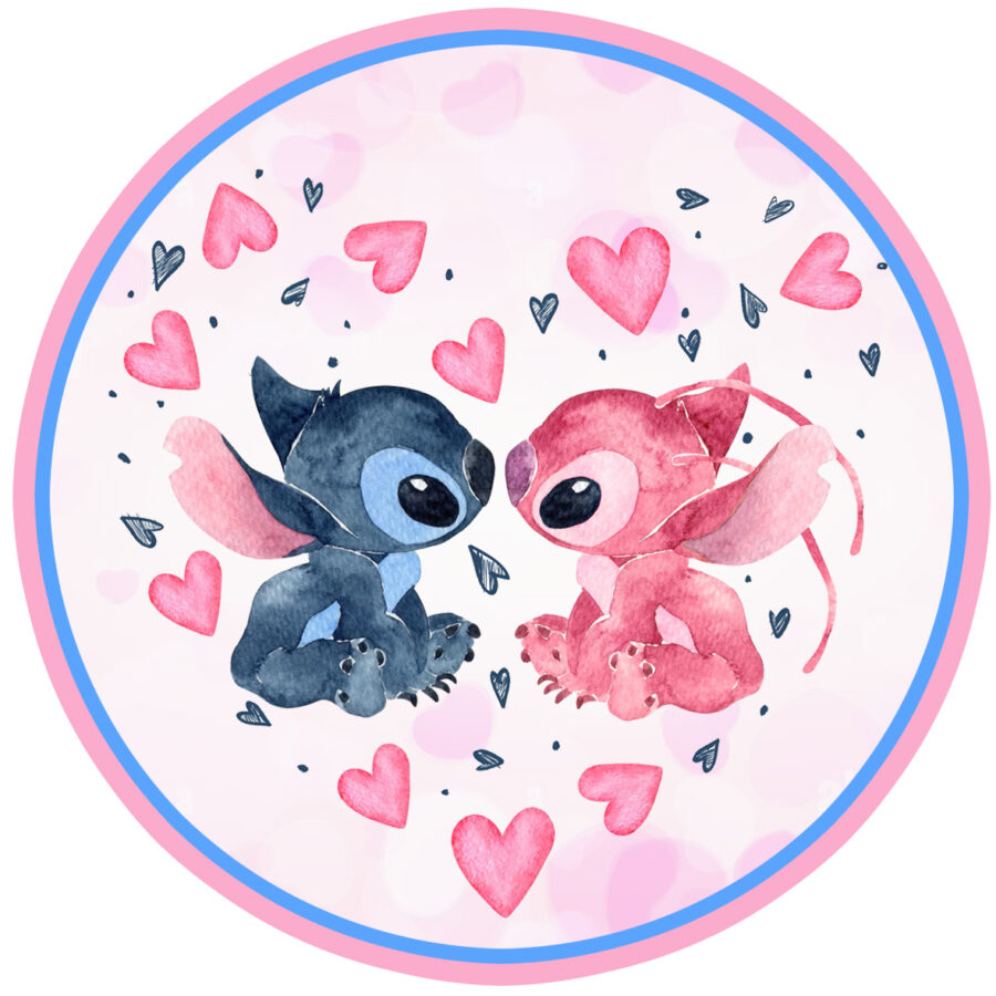 Cialda in ostia per torta tonda LILO E STITCH, ANGEL LOVE, personalizzata con nome, commestibile, disco, dolce, torte, cialde, ostie, cake topper, decorazioni, 009