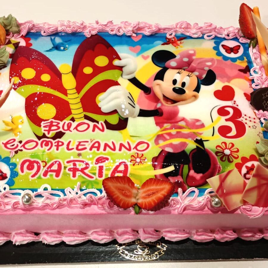 Cialda ostia senza glutine per torta rettangolare, MINNIE ROSA, personalizzata con nome, disco, dolce, torte, cialde, foglio, ostie, cake topper, decorazioni, AB