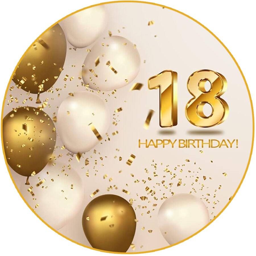 Cialda in ostia per torta tonda commestibile senza glutine, COMPLEANNO 18 ANNI, personalizzata con nome, disco, dolce, torte, cialde, fogli, ostie, cake topper, decorazioni, CA