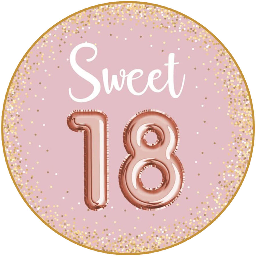 Cialda in ostia per torta tonda commestibile senza glutine, COMPLEANNO 18 ANNI, DONNA, personalizzata con nome, disco, dolce, torte, cialde, fogli, ostie, cake topper, decorazioni, BN