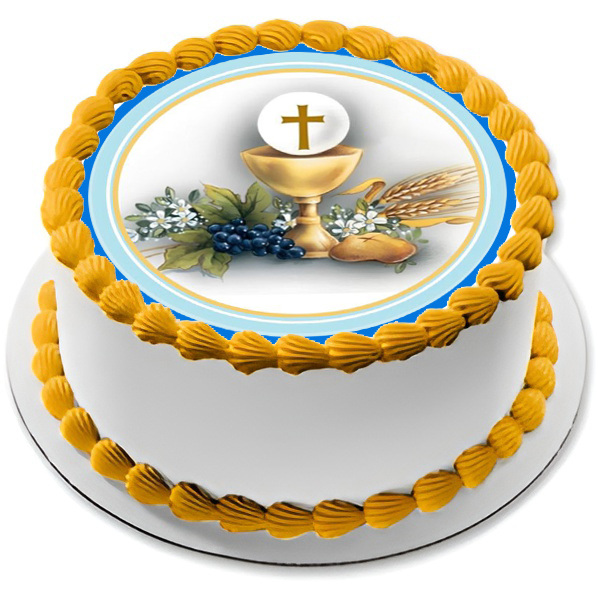 Cialda in ostia per torta tonda commestibile senza glutine PRIMA COMUNIONE, personalizzata con nome, disco, dolce, torte, cialde, ostie, cake topper, decorazioni, ED