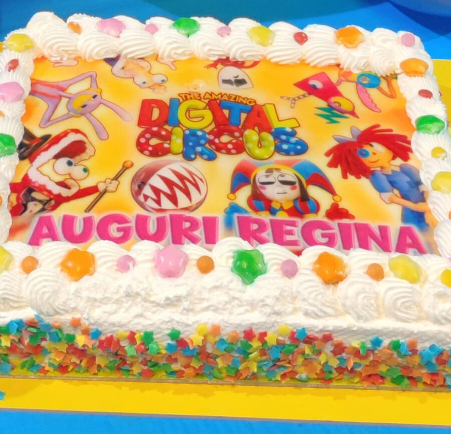 Ostia per torta senza glutine rettangolare, THE AMAZING DIGITAL CIRCUS, personalizzata con nome, cialda, disco, dolce, torte, cialde, fogli, ostie, cake topper, decorazioni, AN