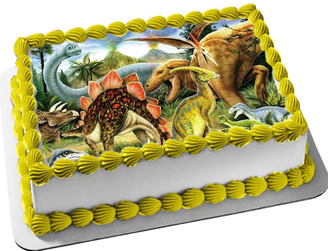 Cialda ostia senza glutine per torta rettangolare, DINOSAURI, DINOSAURO, personalizzata con nome, disco, dolce, torte, cialde, foglio, ostie, cake topper, decorazioni, BE