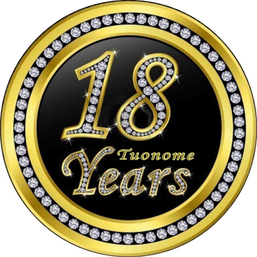 Cialda in ostia per torta tonda commestibile senza glutine, 18 ANNI, COMPLEANNO, personalizzata con nome, disco, dolce, torte, cialde, fogli, ostie, cake topper, decorazioni, BA