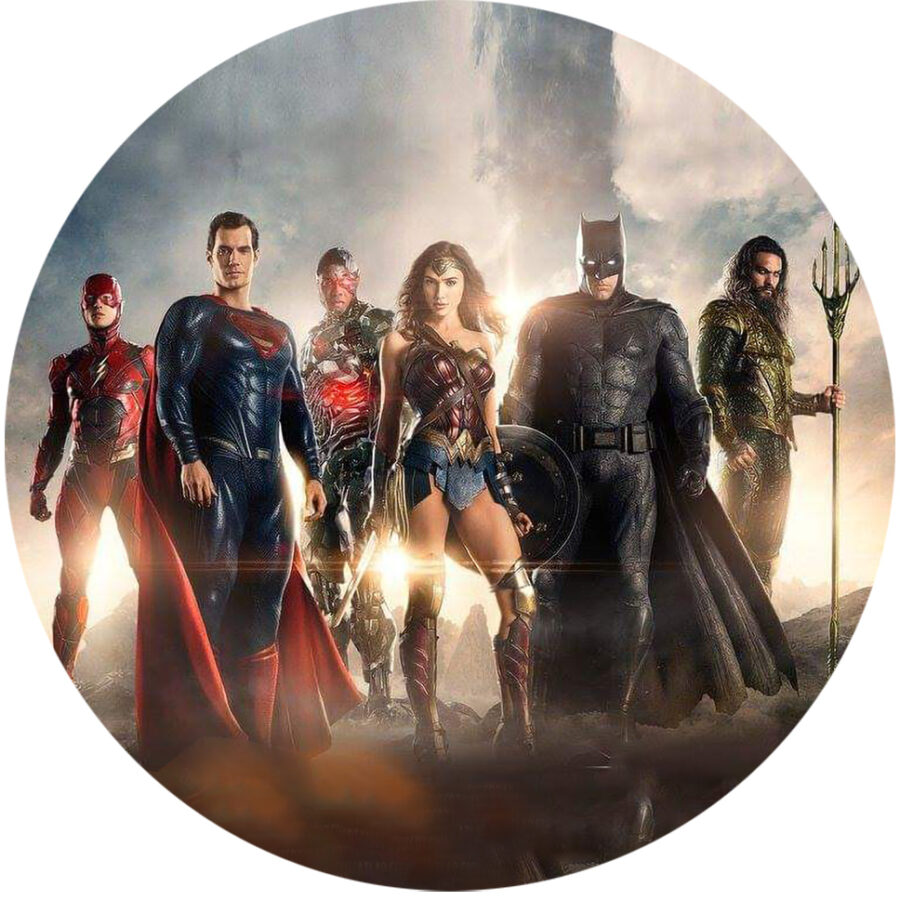 Cialda in ostia per torta tonda commestibile senza glutine, JUSTICE LEAGUE SUPEREROI, personalizzata con nome, disco, dolce, torte, cialde, fogli, ostie, cake topper, decorazioni, AG