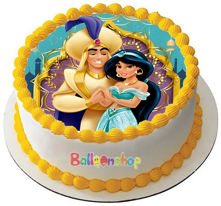 Cialda in ostia commestibile per torta tonda ALADDIN DISNEY, personalizzata con nome, disco, dolce, torte, cialde, foglio, ostie, cake topper, decorazioni, AB