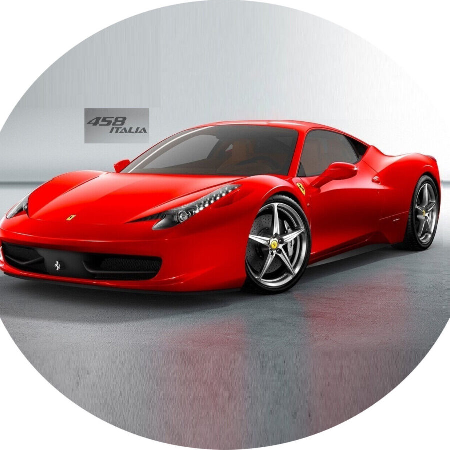 Cialda in ostia commestibile per torta tonda AUTO FERRARI, personalizzata con nome, disco, dolce, torte, cialde, foglio, ostie, cake topper, decorazioni, AS