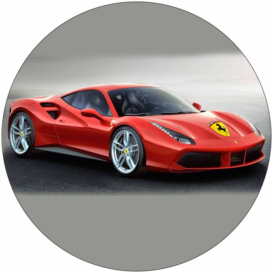 Cialda in ostia commestibile per torta tonda AUTO FERRARI, personalizzata con nome, disco, dolce, torte, cialde, foglio, ostie, cake topper, decorazioni, AT