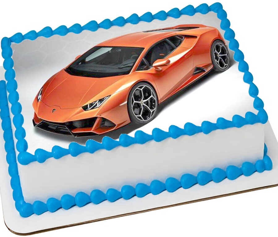 Cialda in ostia commestibile per torta rettangolare AUTO LAMBORGHINI, personalizzata con nome, disco, dolce, torte, cialde, foglio, ostie, cake topper, decorazioni, CC