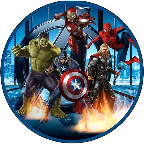 Cialda in ostia per torta tonda commestibile senza glutine, THE AVENGERS SUPEREROI, personalizzata con nome, disco, dolce, torte, cialde, fogli, ostie, cake topper, decorazioni, AP