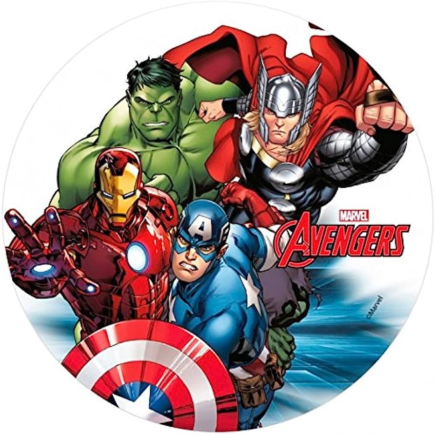 Cialda in ostia per torta tonda commestibile senza glutine, THE AVENGERS SUPEREROI, personalizzata con nome, disco, dolce, torte, cialde, fogli, ostie, cake topper, decorazioni, DL