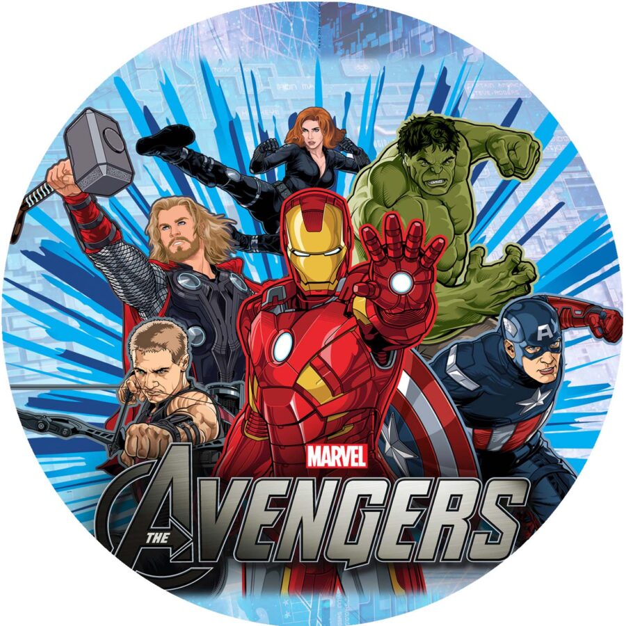 Cialda in ostia per torta tonda commestibile senza glutine, THE AVENGERS SUPEREROI, personalizzata con nome, disco, dolce, torte, cialde, fogli, ostie, cake topper, decorazioni, BE