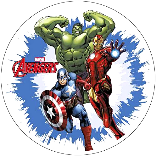 Cialda in ostia per torta tonda commestibile senza glutine, THE AVENGERS SUPEREROI, personalizzata con nome, disco, dolce, torte, cialde, fogli, ostie, cake topper, decorazioni, EC