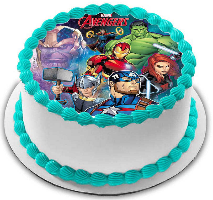 Cialda in ostia per torta tonda commestibile senza glutine, THE AVENGERS SUPEREROI, personalizzata con nome, disco, dolce, torte, cialde, fogli, ostie, cake topper, decorazioni, AB