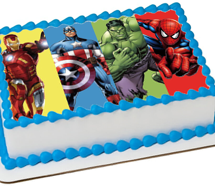 Cialda in ostia per torta rettangolare commestibile senza glutine, THE AVENGERS SUPEREROI, personalizzata con nome, disco, dolce, torte, cialde, fogli, ostie, cake topper, decorazioni, AD