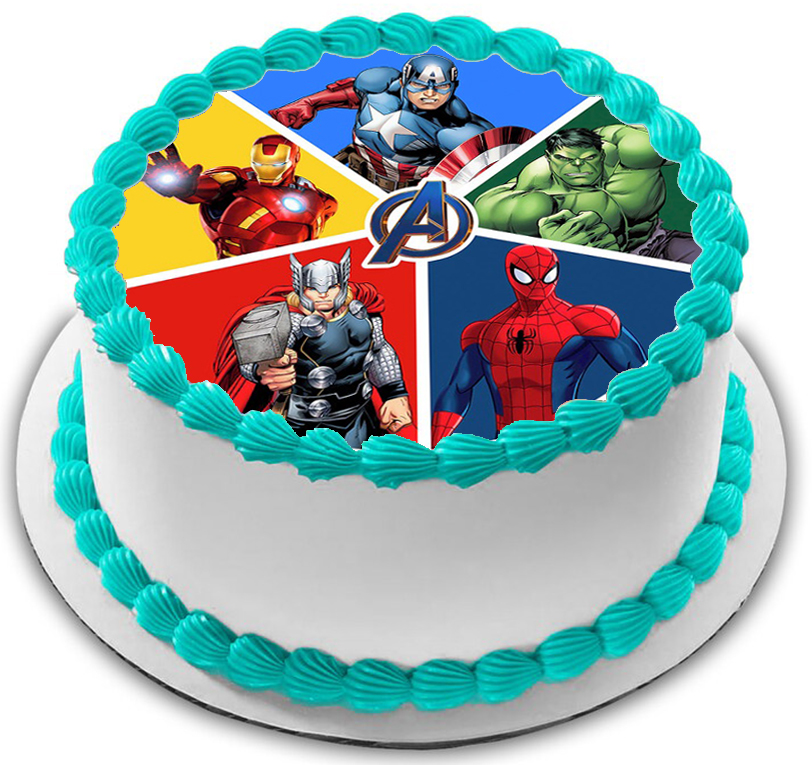 Cialda in ostia per torta tonda commestibile senza glutine, THE AVENGERS SUPEREROI, personalizzata con nome, disco, dolce, torte, cialde, fogli, ostie, cake topper, decorazioni, AF