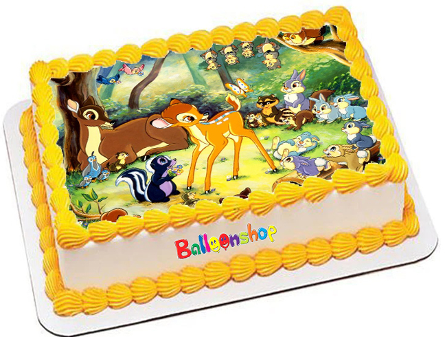 Cialda in ostia commestibile per torta rettangolare BAMBI DISNEY, CERBIATTO, personalizzata con nome, disco, dolce, torte, cialde, foglio, ostie, cake topper, decorazioni, BR