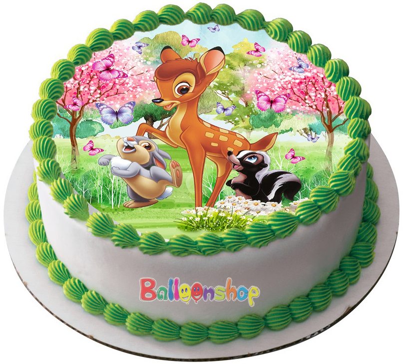 Cialda in ostia commestibile per torta tonda BAMBI DISNEY, CERBIATTO, personalizzata con nome, disco, dolce, torte, cialde, foglio, ostie, cake topper, decorazioni, BU