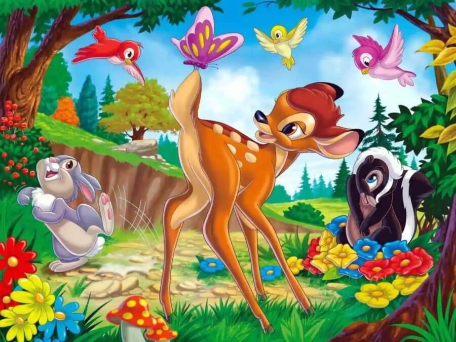 Cialda in ostia commestibile per torta rettangolare BAMBI DISNEY, CERBIATTO, personalizzata con nome, disco, dolce, torte, cialde, foglio, ostie, cake topper, decorazioni, AF