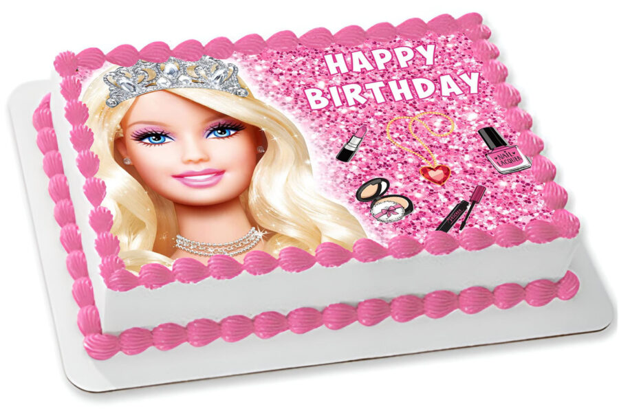 Cialda in ostia per torta rettangolare commestibile senza glutine, BARBIE, personalizzata con nome, disco, dolce, torte, cialde, fogli, ostie, cake topper, decorazioni, CL