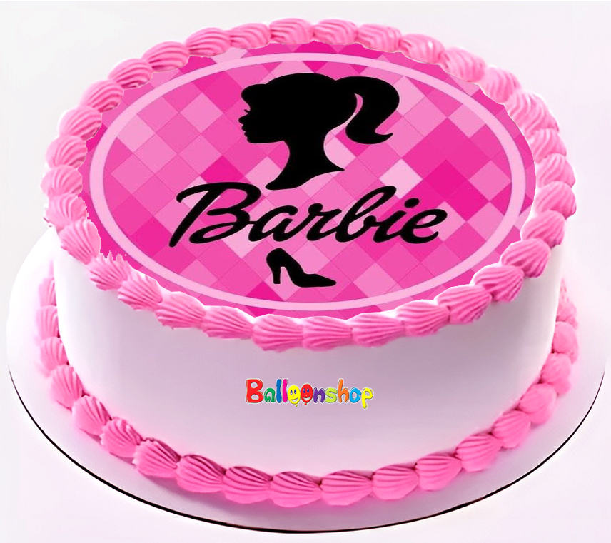 Cialda in ostia per torta tonda commestibile senza glutine, BARBIE, personalizzata con nome, disco, dolce, torte, cialde, fogli, ostie, cake topper, decorazioni, CR