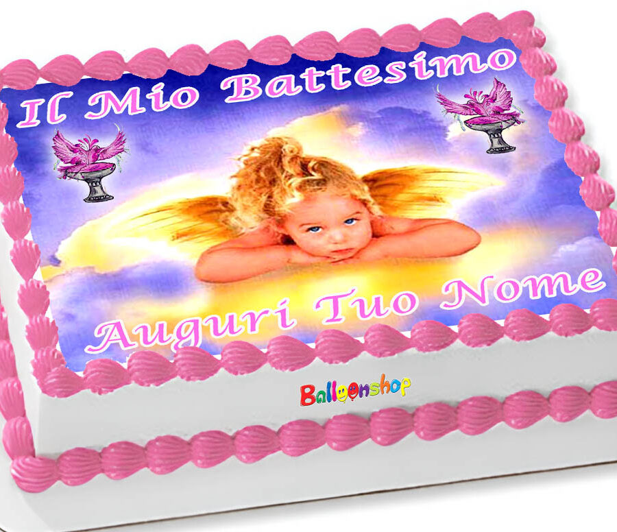 Cialda in ostia per torta rettangolare commestibile senza glutine BATTESIMO BIMBA, BAMBINA, personalizzata con nome, disco, dolce, torte, cialde, ostie, cake topper, decorazioni, AE