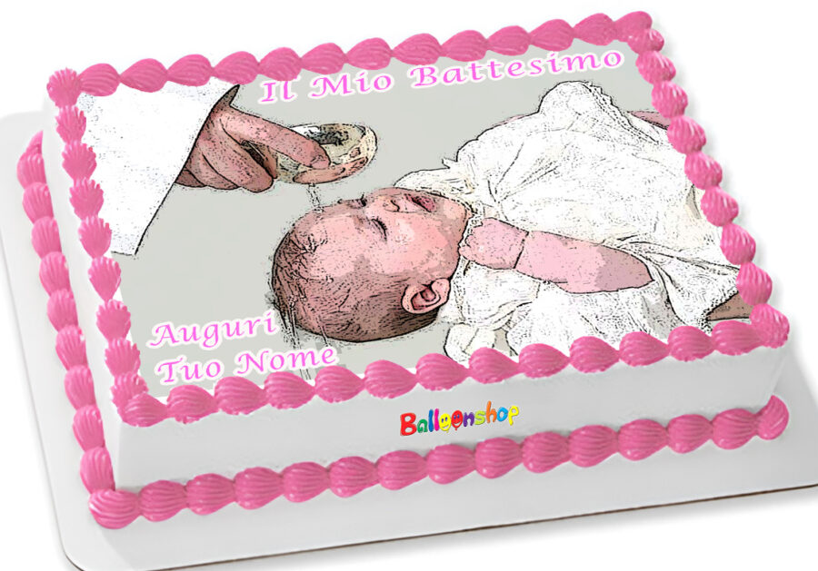 Cialda in ostia per torta rettangolare commestibile senza glutine BATTESIMO BIMBA, BAMBINA, personalizzata con nome, disco, dolce, torte, cialde, ostie, cake topper, decorazioni, AG