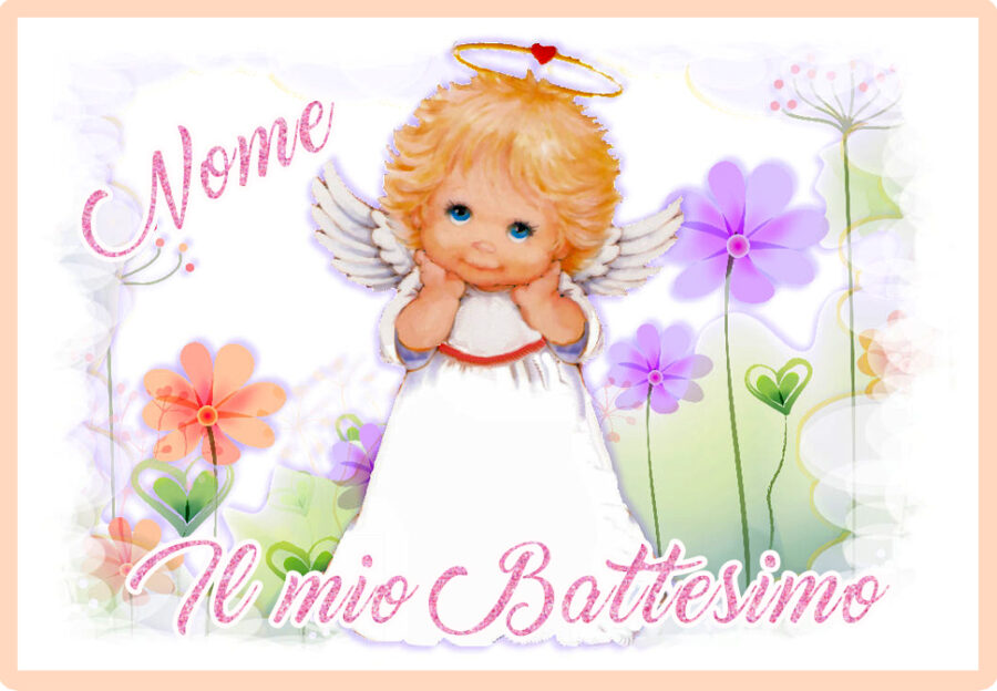 Cialda in ostia per torta rettangolare commestibile senza glutine BATTESIMO BIMBA, BAMBINA, personalizzata con nome, disco, dolce, torte, cialde, ostie, cake topper, decorazioni, AH - immagine 2
