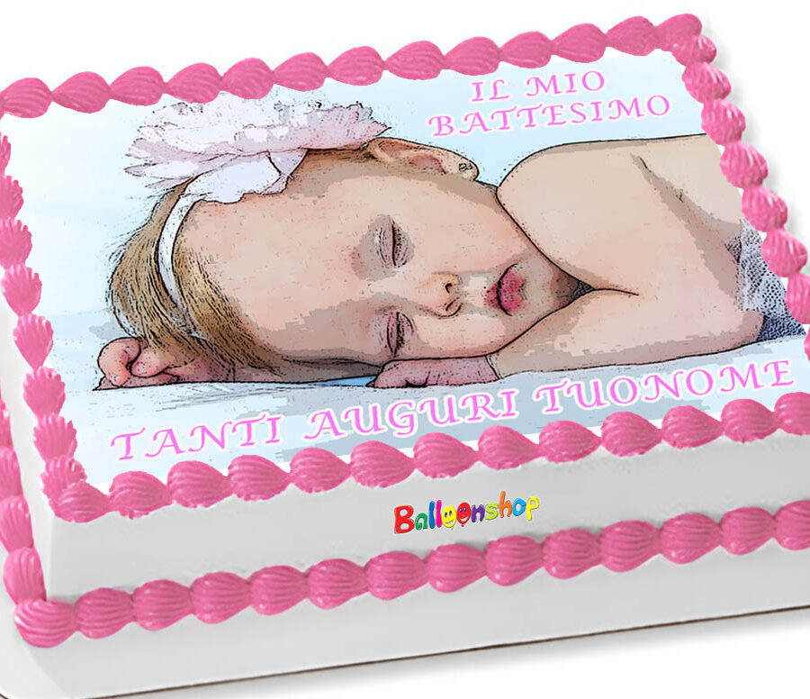 Cialda in ostia per torta rettangolare commestibile senza glutine BATTESIMO BIMBA, BAMBINA, personalizzata con nome, disco, dolce, torte, cialde, ostie, cake topper, decorazioni, AA